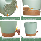 Bloempot, 20,3 cm, kunststof bloempot met irrigatiesysteem, plantenpot, set van 2, modern, voor binnen en balkon, tuin, planten, vetplanten, cactus (groen)