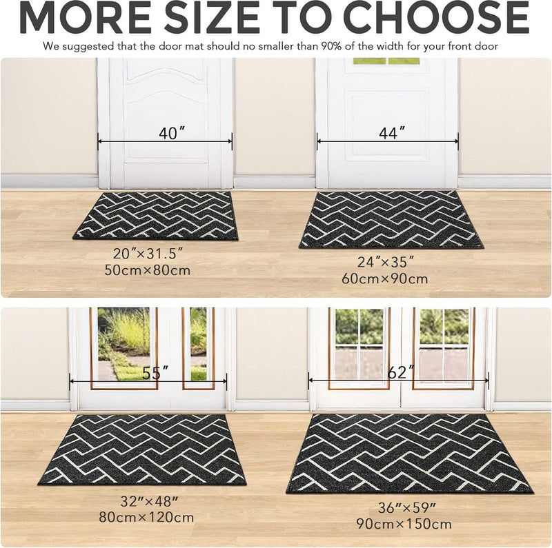 Binnendeurmat Zwart 50 x 80 cm, Waterdichte Deurmat, Vuilvangmat, Antislip Binnendeurmat voor Entree, Hal, Tuin, Binnen, Huisdieren...