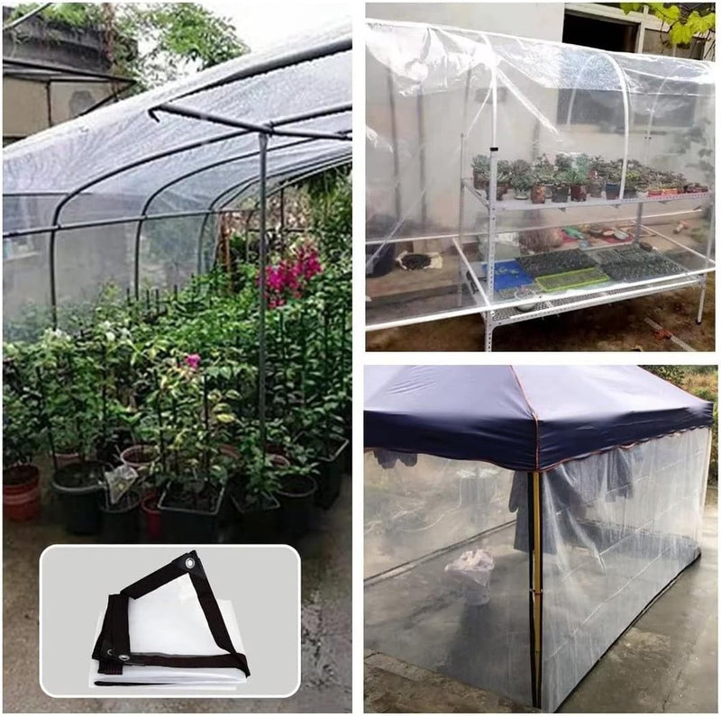 Afdekzeil, waterdicht, transparant, met inslagringen, afdekzeil, tuinmeubelen, voor buiten, regendicht, plantenisolatie, meubels stofdicht, met bindtouw, 3 x 3 m