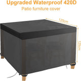 Tuinmeubelhoes, rechthoekig, zwaar uitgevoerd 420D Oxford-weefsel, zeildoek tuinmeubelen, waterdichte beschermhoes, anti-UV zeildoek voor tuintafels, terrasmeubilair (125 x 125 x 74