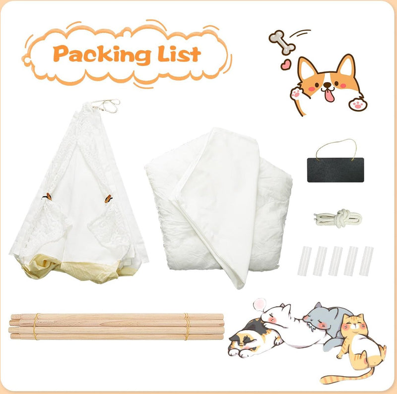Tipi-tent Hond, Tipi-tent voor huisdieren Hondentent Kattentent Huisdierententen Huizen Huisdier-tipi met kussen Afneembaar en wasbaar Huisdierbed 50 x 50 x 60 cm