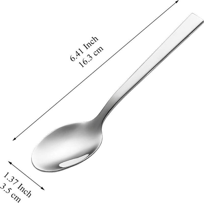Zilveren soeplepel, 12 stuks, roestvrijstalen tafellepel, soeplepel, dessertlepel, geschikt voor dagelijks gebruik en alle soorten bijeenkomsten, vaatwasmachinebestendig