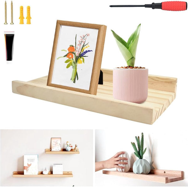 Wandplank, 30 cm, fotolijst, hout, wandplank, massief, zwevend rek, hangplank, houtnerf, kruidenrek, boekenplank, rustieke houten planken met lip, voor slaapkamer, woonkamer, badkamer