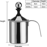 melkopschuimer 400 ml / 800 ml roestvrij staal handschuimer voor handmatige melkopstelling, schuim mengkraan met twee mazen, ideaal voor koffie, latte, warme chocoladekoffie, cappuccino, opschuimer, 800ml
