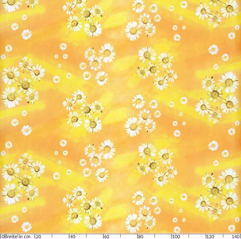 tafelzeil, tafelkleed, geel, kamillebloemen, zon., 120 x 140cm