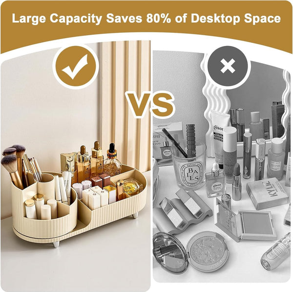 Make-up organizer Draaibaar, 2 in 1 cosmetische organizer, organizer kaptafelborstel, make-up organizer voor kaptafel slaapkamer badkamer