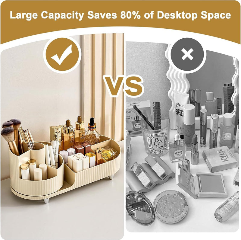 Make-up organizer Draaibaar, 2 in 1 cosmetische organizer, organizer kaptafelborstel, make-up organizer voor kaptafel slaapkamer badkamer