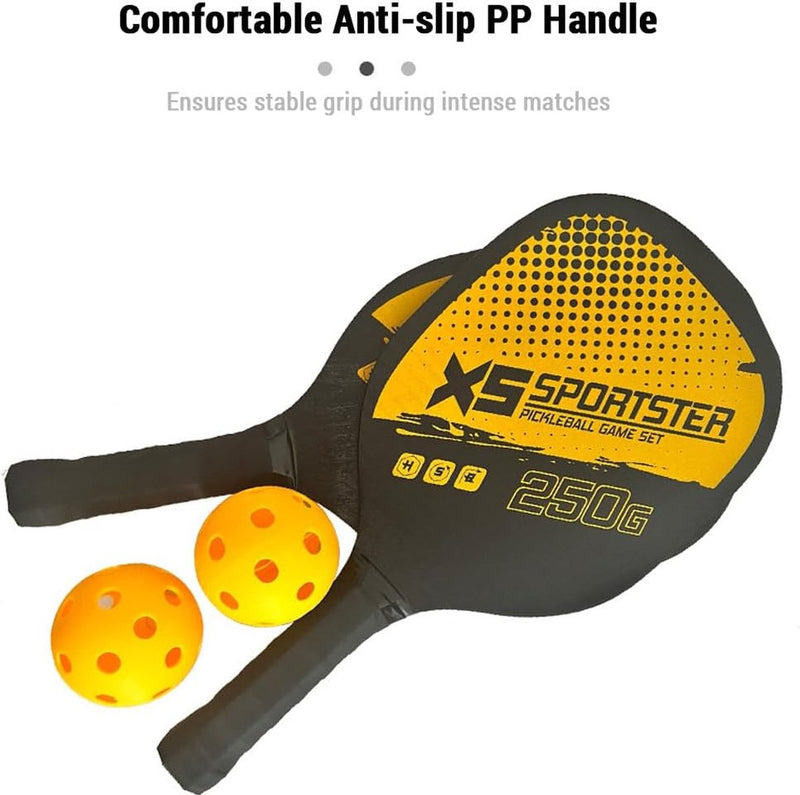 Pickleball paddle-racket, 4 pickleball-ballen met 2 paddles, pickleball-paddleset voor binnen en buiten
