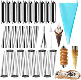 Cannoli-bakvormen, cannoli-buizen, 12,5 cm grote roestvrijstalen kanoli-vormen, anti-aanbaklaag, voor croissant-schelpcrème, vorm met reinigingsborstel