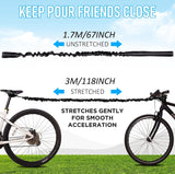 Trektouw voor kinderen, bungee sleepkabel, 1,7 m tot 3 m, ouder-kind-trekkoord, draagvermogen 200 kg, voor kinderfiets, mountainbike, met opbergtas, zwart