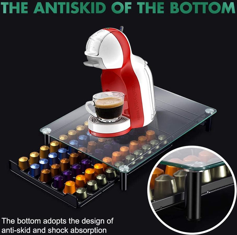 Koffiecapsulehouder voor het opbergen van 60 tot 72 koffiecapsules, opbergdoos voor koffiecapsules van met anti-slip oppervlak