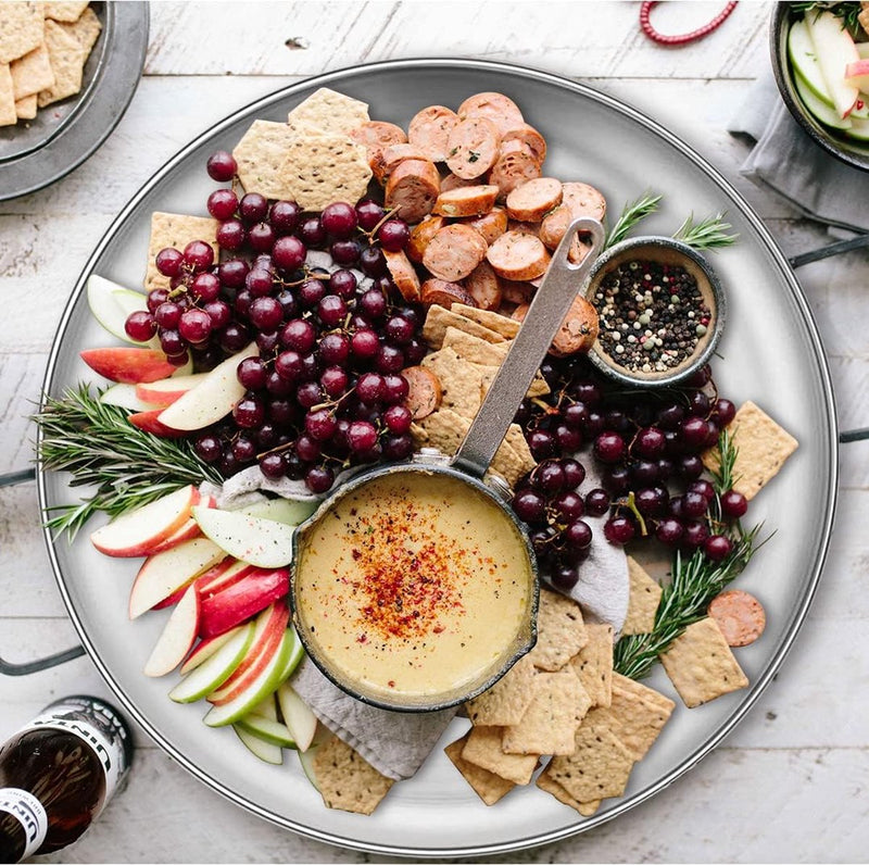 2 stuks rond servies van roestvrij staal, dienblad, ovaal bord, vleesgerecht, rijstbord, ovale borden, retro mat, rond serveerbord, zilveren schotel