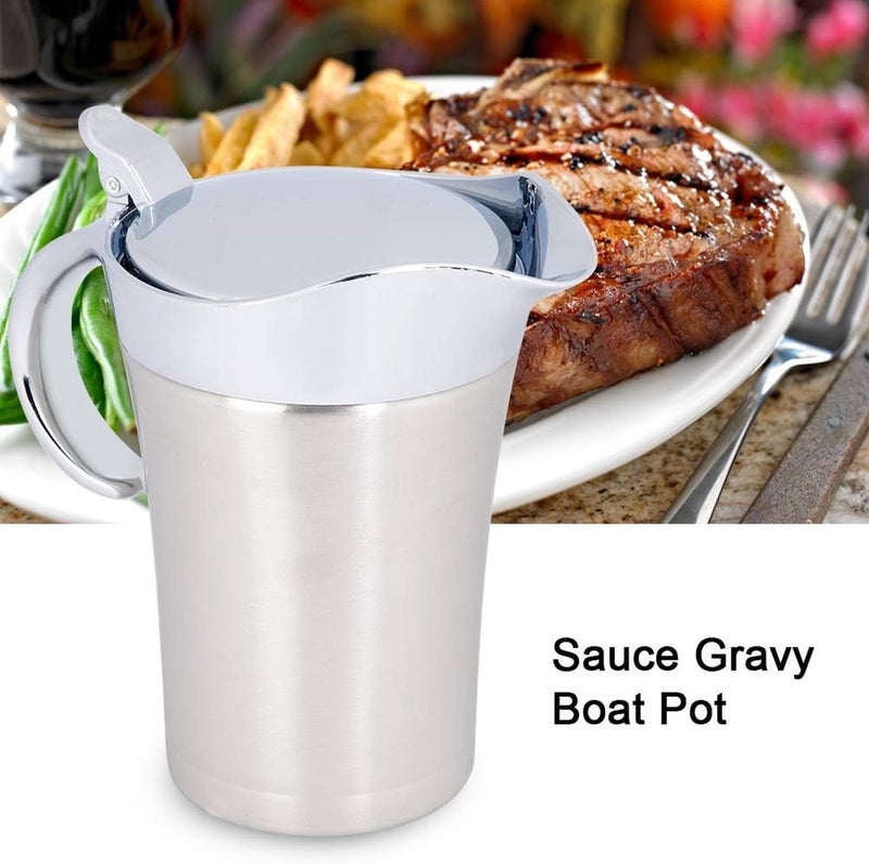 Sjaceren thermo, saucier thermo, sauzen, roestvrijstalen sauskan geïsoleerd, roestvrij staal 304 warmte-geïsoleerd, dubbelwandig, saus-sauspan, serveerkan (grote 750 ml)