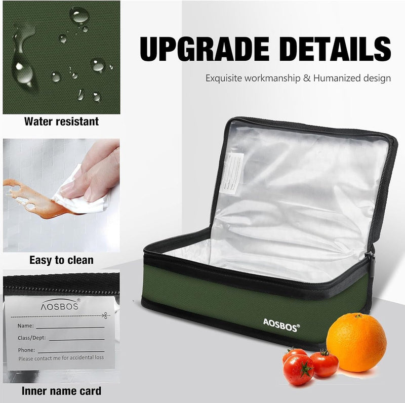 Mini-koeltas voor lunchbox Medicijnkoelbox Kleine lichtgewicht lunchtas Geïsoleerde tas voor lunchbox Lunchtas voor werk School Waterdichte ritssluiting Leger olijf