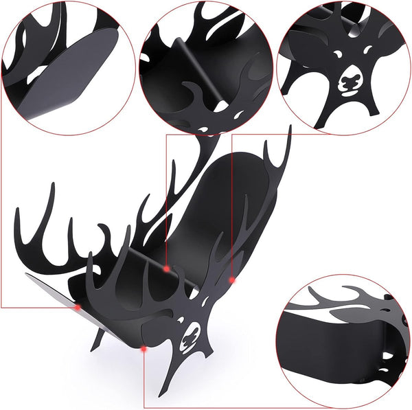 Toiletrolhouder Zwart gewei Metalen toiletrolhouder Verticale papierhouder Toiletrolhouder Handdoekhouder Ambachtelijke decoratie voor badkamer Woonkamer Keuken Hotel