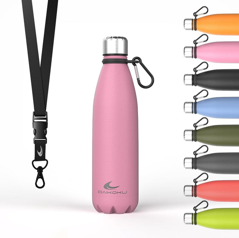 Roestvrijstalen waterfles | 100% lekvrij | Houdt 12 uur warm en 24 uur koud BPA-vrij en gezond | Modieuze kleur, ideaal voor dagelijks gebruik en buitengebruik Roze | 500 ml