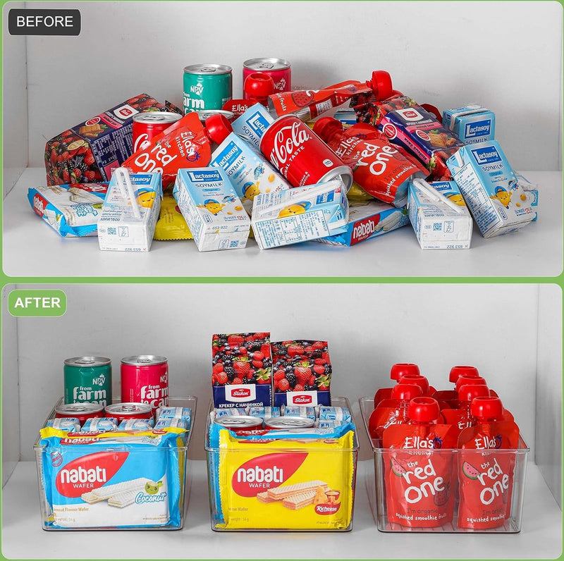 Set van 2 opbergdozen voor keuken, koelkastorganizer, laden met 8 vakken, opbergsysteem voor keuken, thee, specerijen, voorraadkast, theezakjes, apothekerskast, keukenkast