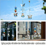 Kristallen zonvanger hangend metalen vlinderornament, glazen balprisma regenboogmaker woondecoratie, 3 stuks
