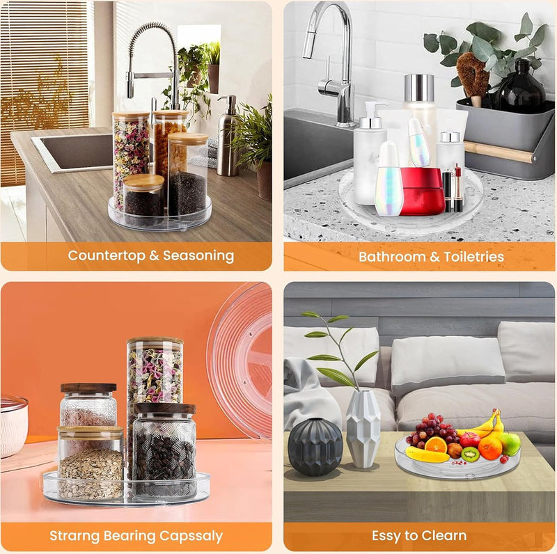 2 stuks draaitafelkoelkast, verpakking van 2 (23,5 cm + 27 cm) draaitafelorganizer, voor de voorraadkast, draaibare kruidenhouder voor voorraadpotten en kruiden