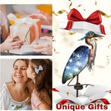 Tuindecoratie voor buiten, grijze reiger, tuinfiguur, zonnelamp voor buiten, tuinverlichting, metaal, glas, waterdichte padverlichting met grondpen, solarlamp voor moeder en