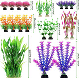 Pakket met 20 kleurrijke kunstplanten, aquariumdecoratie, terrariumplantdecoratie, voor aquaria, visaquariumdecoratieplant