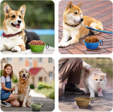 Hondenbakken, opvouwbare hondenbak, 2 stuks, siliconen waterbak voor honden onderweg, draagbaar, lekvrije reispakjes met karabijnhaak voor honden en katten, voor water en voer (lichtblauw,