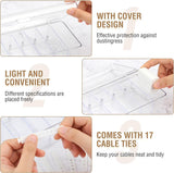 2 stuks kabelopbergdoos, transparante kabelorganizerbox met 8 verwijderbare vakken en 14 kabelbinders, kabelmanagementbox voor bureauopslag, kantoor met labelpapier