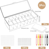2 stuks kabelopbergdoos, transparante kabelorganizerbox met 8 verwijderbare vakken en 14 kabelbinders, kabelmanagementbox voor bureauopslag, kantoor met labelpapier