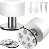 Deurstopper voor aan de muur, 2 stuks, zelfklevende deurstopper, afstandhouders voor muur, roestvrij staal, 3,57 x 1,65 cm, dubbele deurstopper met geluiddemper (wit)