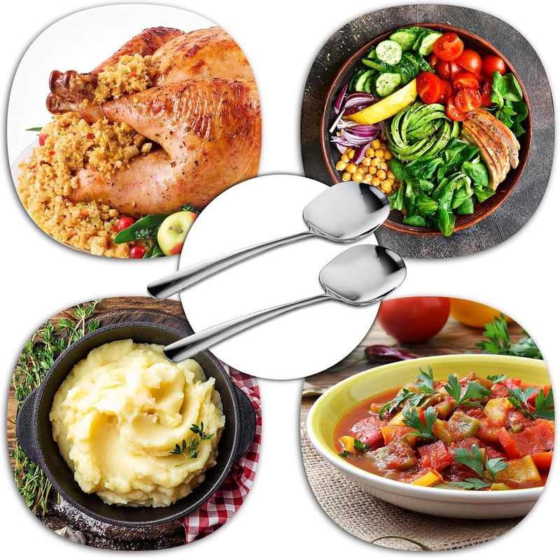 Set van 2 roestvrijstalen serveerlepels, grote lepels, serveerlepels, buffetlepels, serveerlepels met lange handgrepen voor banket, restaurant, buffet