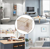 Household Cube Vierkante Tissuehouder Box met Multifunctionele Organizer Zijvak voor Afstandsbediening Vanity Make-up Cosmetics Pen Pencil (Goud)