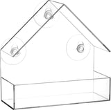 Transparante raamvoederbak voor vogels, transparante vogelvoederbak voor wilde vogels, vinken, kardinalen, 15 x 6,5 x 15 cm