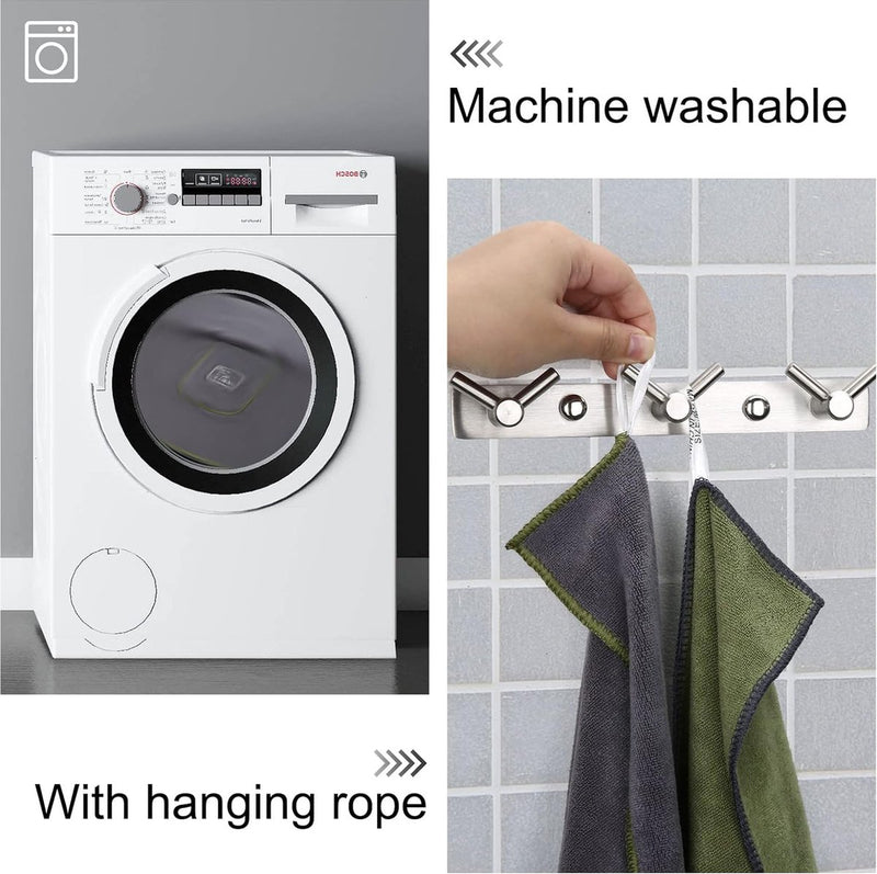 2 stuks hondenhanddoeken, microvezel, extra absorberend, handdoeken voor honden met zakken, sneldrogend, badhanddoek voor honden en katten, 90 x 50 cm, grijs en groen