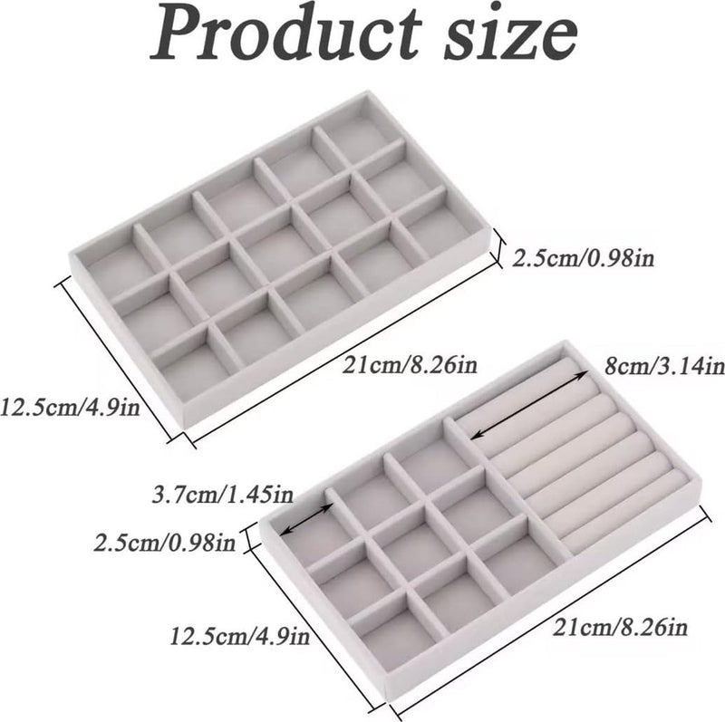 Sieradenbakjes, 2 stuks sieradenopberglades, fluwelen stapelbare sieradenlade-organizer, sieradenorganisatoren voor sieraden, oorbellen, armbanden, ringenopslag voor dames en meisjes