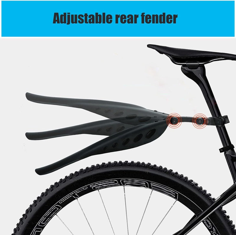 Fiets spatbordenset, spatborden, mountainbike, verstelbaar, voor achter, fietsbescherming voor wielen van 24-29 inch, met 1 reflecterende tape + 2 pijl reflecterende stickers