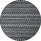 Vloerkleed voor binnen en buiten, rond, lage pool, machinewasbaar, water- en vlekafstotend tapijt voor woonkamer, slaapkamer, eetkamer, thuiskantoor, 120 cm, zwart