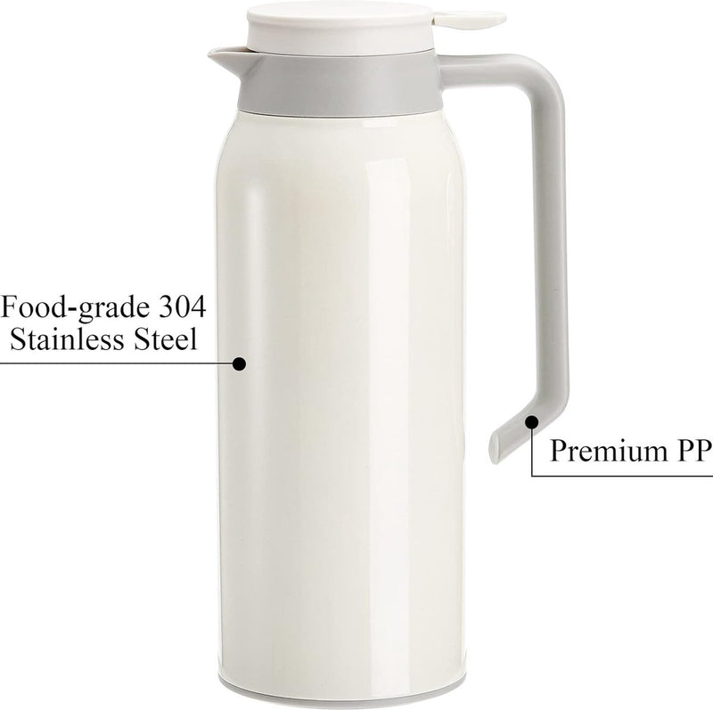 1500 ml roestvrijstalen thermische karaf, dubbelwandige vacuüm koffiekaraf, warmtehoudende geïsoleerde waterkan voor thuis, kantoor, buiten en restaurant
