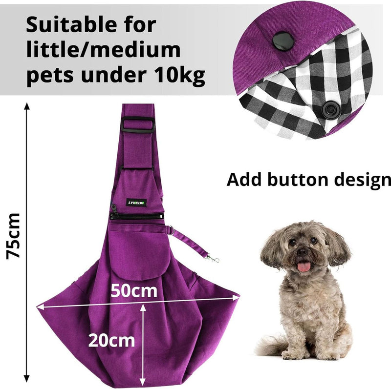 Hondendraagtas, huisdier, verstelbare schoudertas, transporttas voor huisdieren, ademende transporttas voor katten en honden, geschikt voor wandelingen in de open lucht, paars