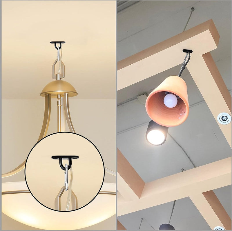 Set van 8 zwarte M5-roestvrij stalen ooghaken om vast te schroeven, duurzame U-vormige wand-/plafondhaken, zwart, rechthoekig, 50 x 15 mm, schroefhaken van roestvrij staal om op te hangen