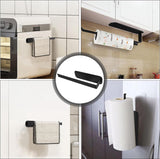 1 x keukenrolhouder, wandpapierrolhouder met 2 magnetische haken voor rolpapier, handdoeken, huishoudfolie, kopjes (zwart)