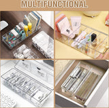 2 stuks kabelopbergdoos, transparante kabelorganizerbox met 8 verwijderbare vakken en 14 kabelbinders, kabelmanagementbox voor bureauopslag, kantoor met labelpapier