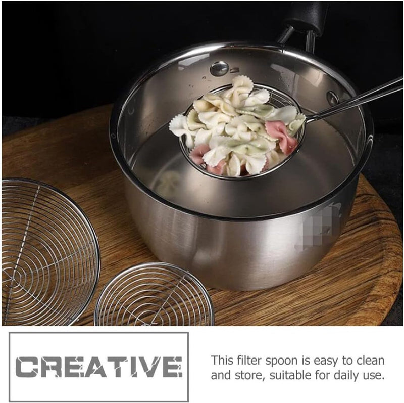 Keukenzeef roestvrij staal vergiet pastazeef fondue zeef scheeplepel zeef zeeflepel zeef zeeflepel voedselzeef sleuflepel skimmer lepel voor hot pot keuken bakken koken 4 stuks S