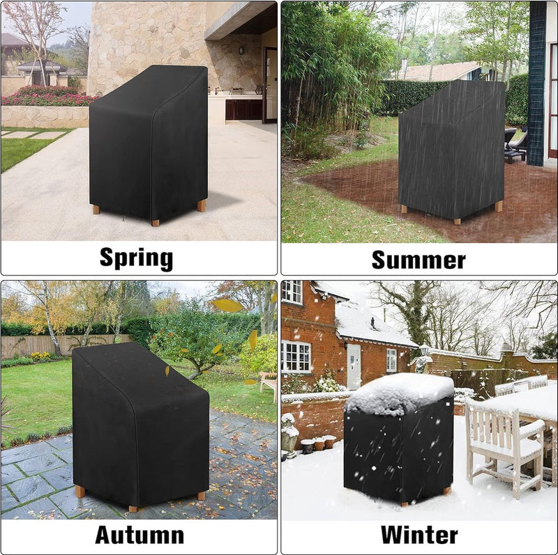 Beschermhoes voor tuinstoelen, 64 x 64 x 120 cm, afdekking voor stapelstoelen, 6 tot 10 stuks, weerbestendig, waterdicht, sneeuwbestendig, stofdicht, tuinstoelafdekking voor stoel,