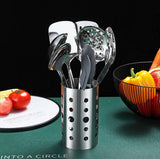 Roestvrijstalen kookgereiset, 13-delige keukengereiset met antiaanbaklaag en hittebestendige gebruiksvoorwerphouder