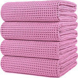 Microvezel badhanddoek - pluisvrij & sneldrogend - wafelstructuur - zeer groot - roze - 152 x 76 cm - 4 stuks