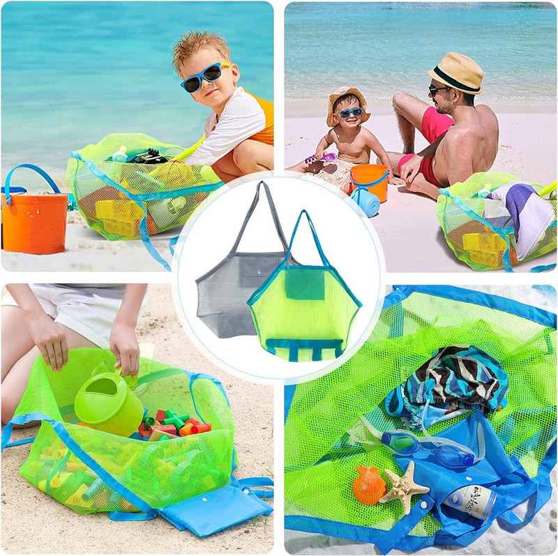 Set van 2 Mesh Bag Zandspeelgoedzak Grote Mesh Strandtas Opvouwbare Herbruikbare Mesh Strandtas Nette Tas voor Strand Waterspeelgoed Familievakantie