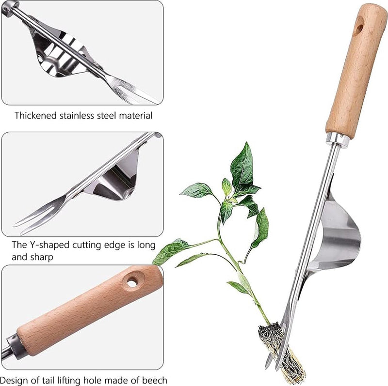 Hand onkruidsteker, 2 stuks onkruidsteker, voor in de tuin, klein roestvrij staal, met 5 in 1 mini-schep, tuin voor gras, graven en jaden
