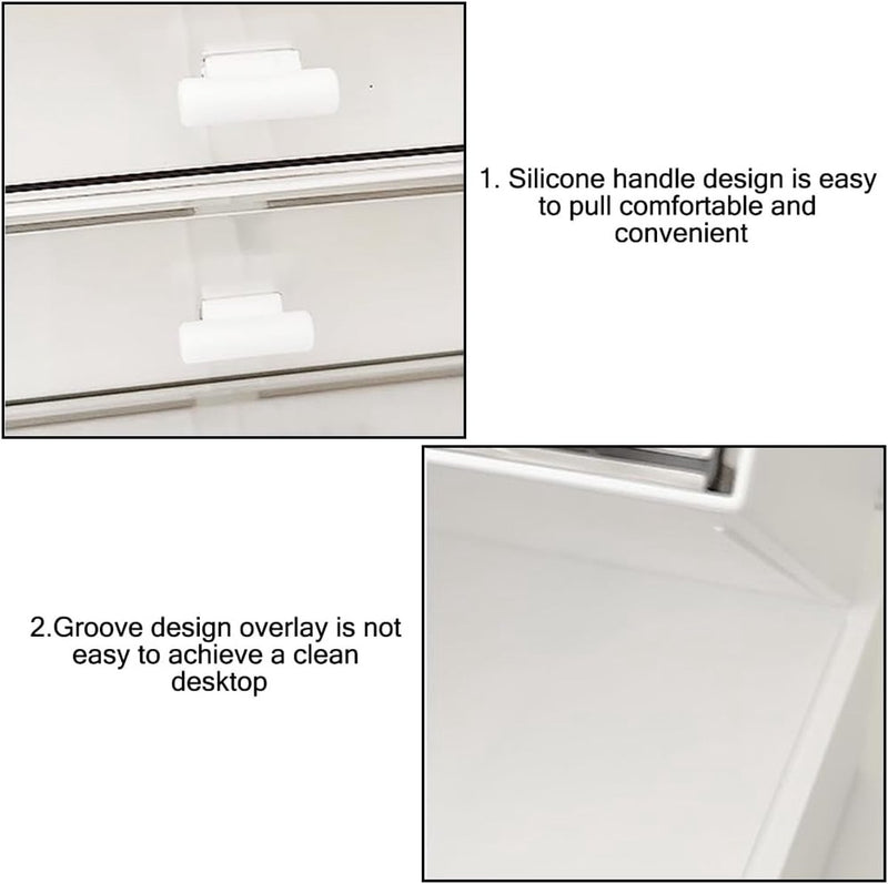 Opbergdozen, witte make-up organizer met 3 lades, stapelbare opbergdoos, opberglades voor mascara, sieraden, nagellak, lippenstift en meer