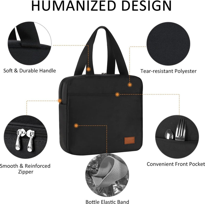 Kleine koeltas Lunchtas met ritssluiting Waterdicht voor werk Zwart 7L