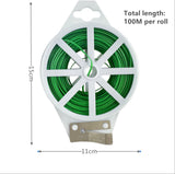 Tuindraad, 200 m, binddraad, plantendraad met afsnijapparaat, bloemdraad, groen, voor planten, binddraad, met kunststof ommantelde draad, groen, voor plantensteun